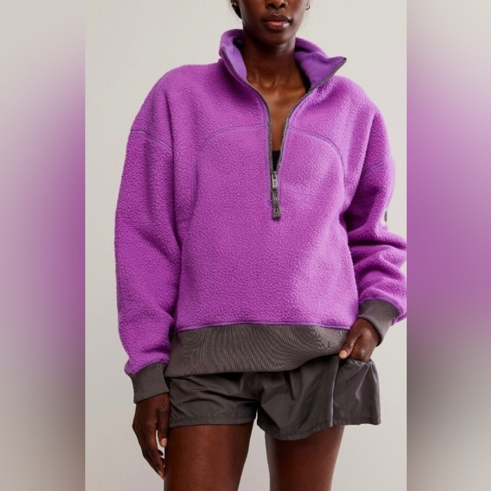 NWT Free People Hit the Slopes Quarter Zip Jacket Violet S